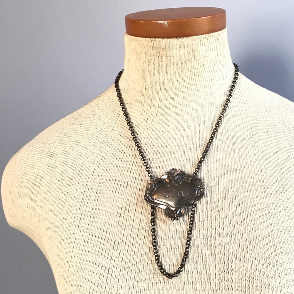 Leviticus Jewelry Gin Plate Necklace Gunmetal Goth
